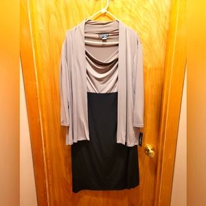 Size 18, black and tan dress with jacket